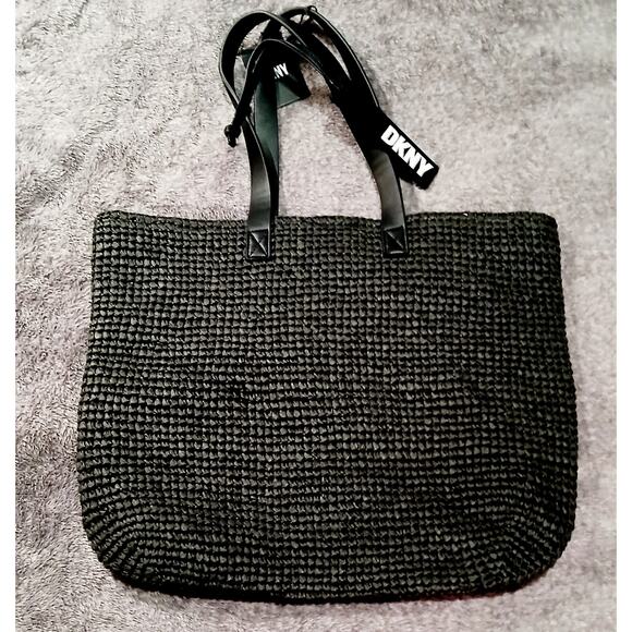 DKNY New black paper fiber woven Cali tote bag - Picture 3 of 6